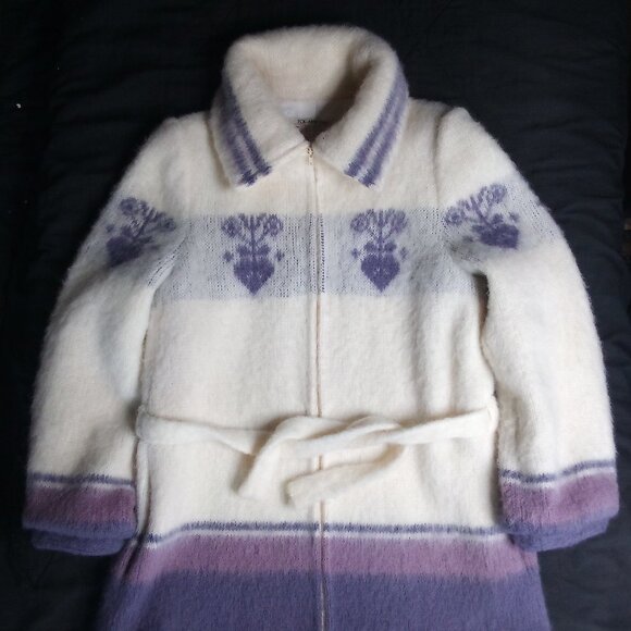 Vintage Ice-Ame Nordic Wool Zip Coat Jacket Lavender - Picture 1 of 6